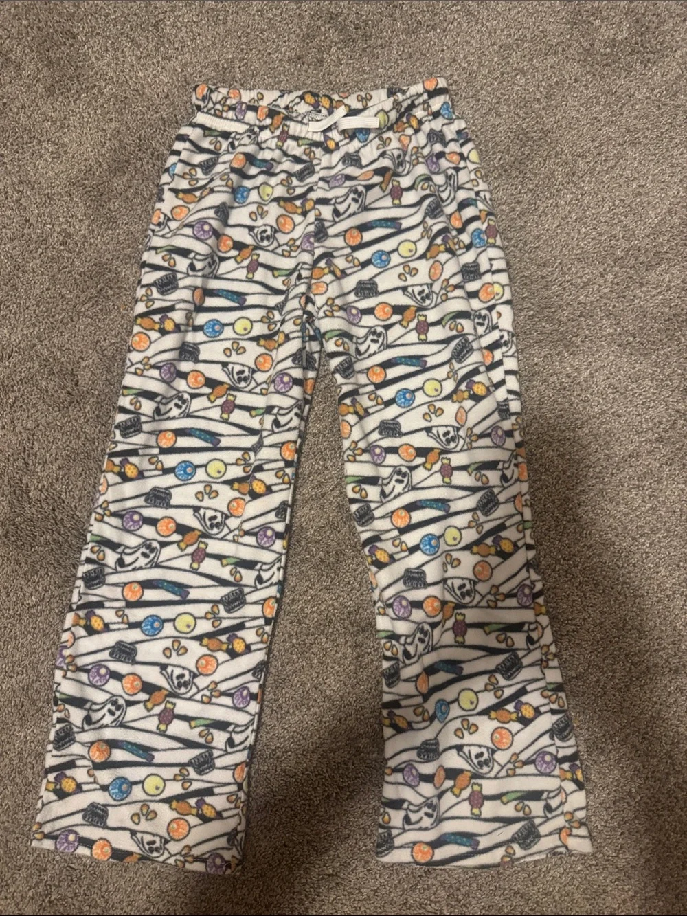 Cat & Jack White Fleece Pajama Pants with Multicolor Candy Dots